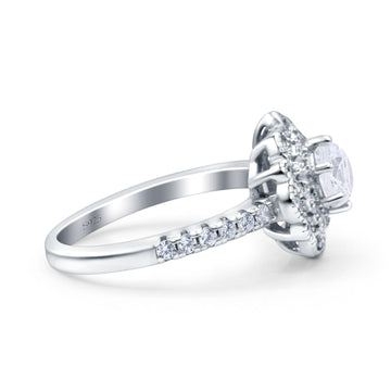 Vintage Style Solitaire Accent Wedding Ring Round Simulated Cubic Zirconia 925 Sterling Silver